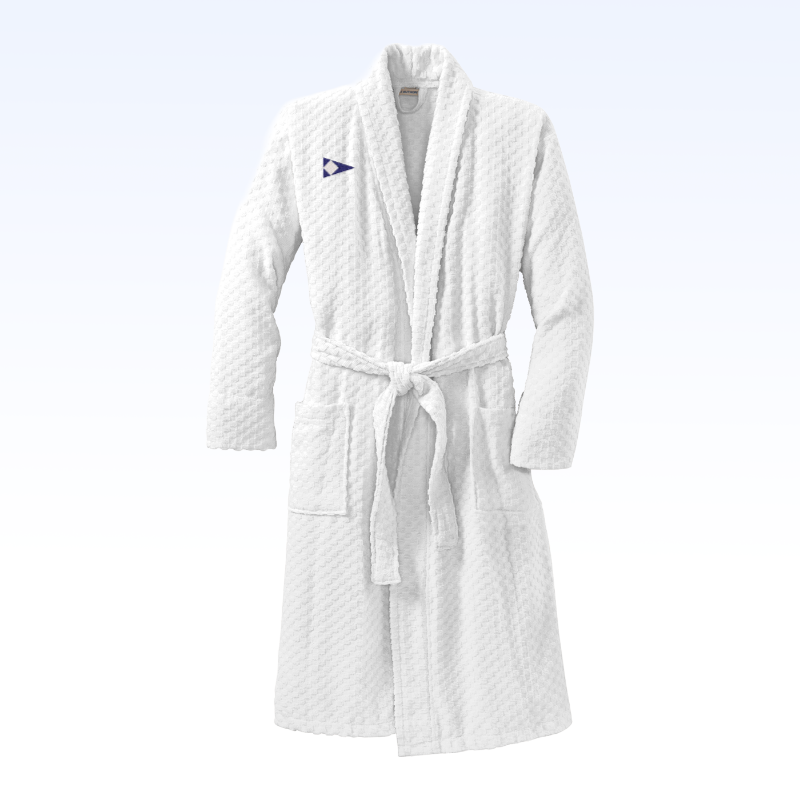 CHECKERED TERRY SHAWL COLLAR BATHROBE